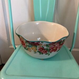 Pioneer Woman Large Floral Fluted Stoneware Mixing Bowl 10.75 inches